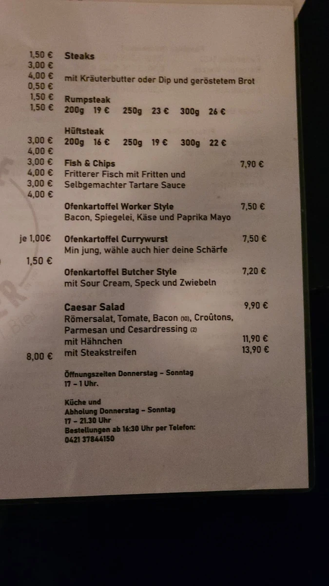 Speisekarte, Little Butcher