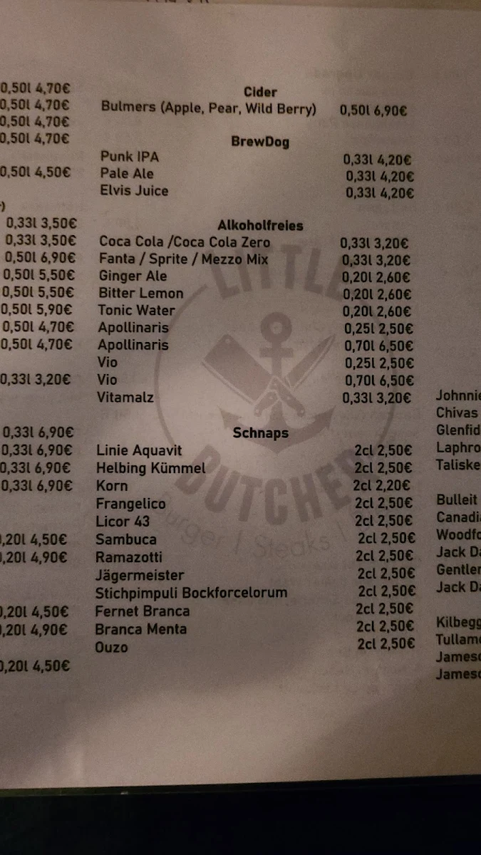 Speisekarte, Little Butcher