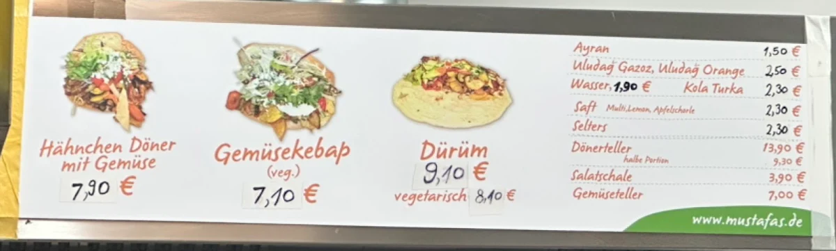 Speisekarte, Mustafa's Gemüse Kebap