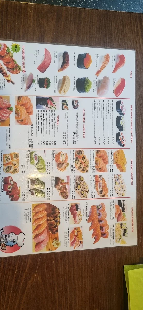 Speisekarte, Sushibar Fujiyama
