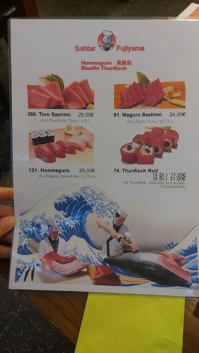 Speisekarte, Sushibar Fujiyama