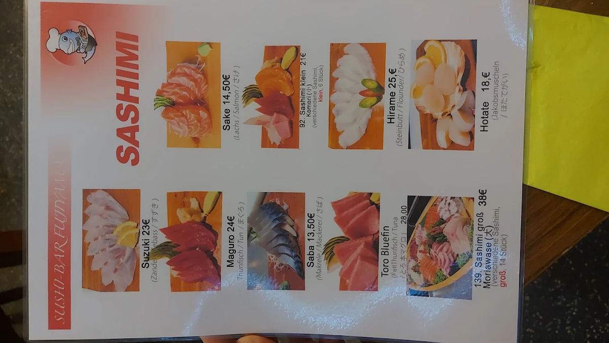 Speisekarte, Sushibar Fujiyama