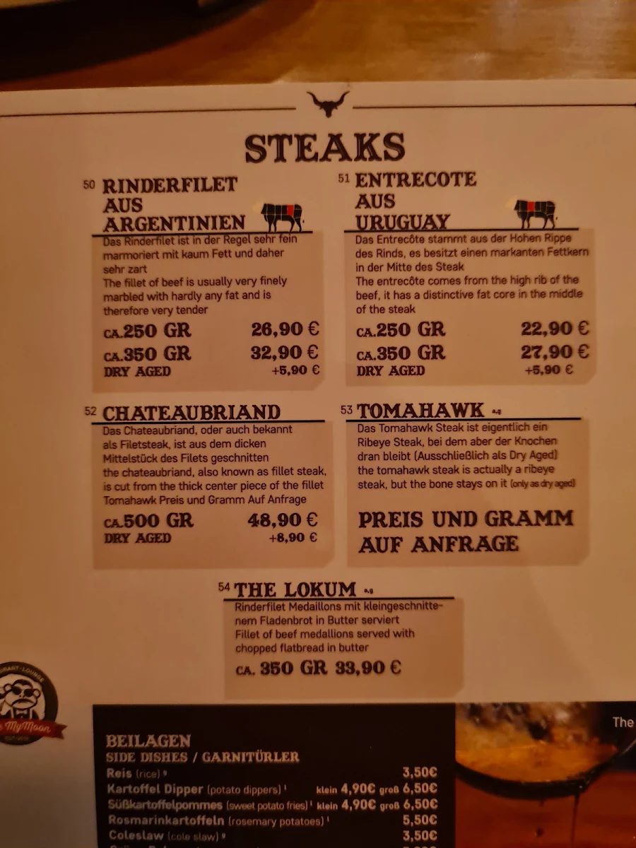 Speisekarte, The MyMoon Restaurant & Lounge