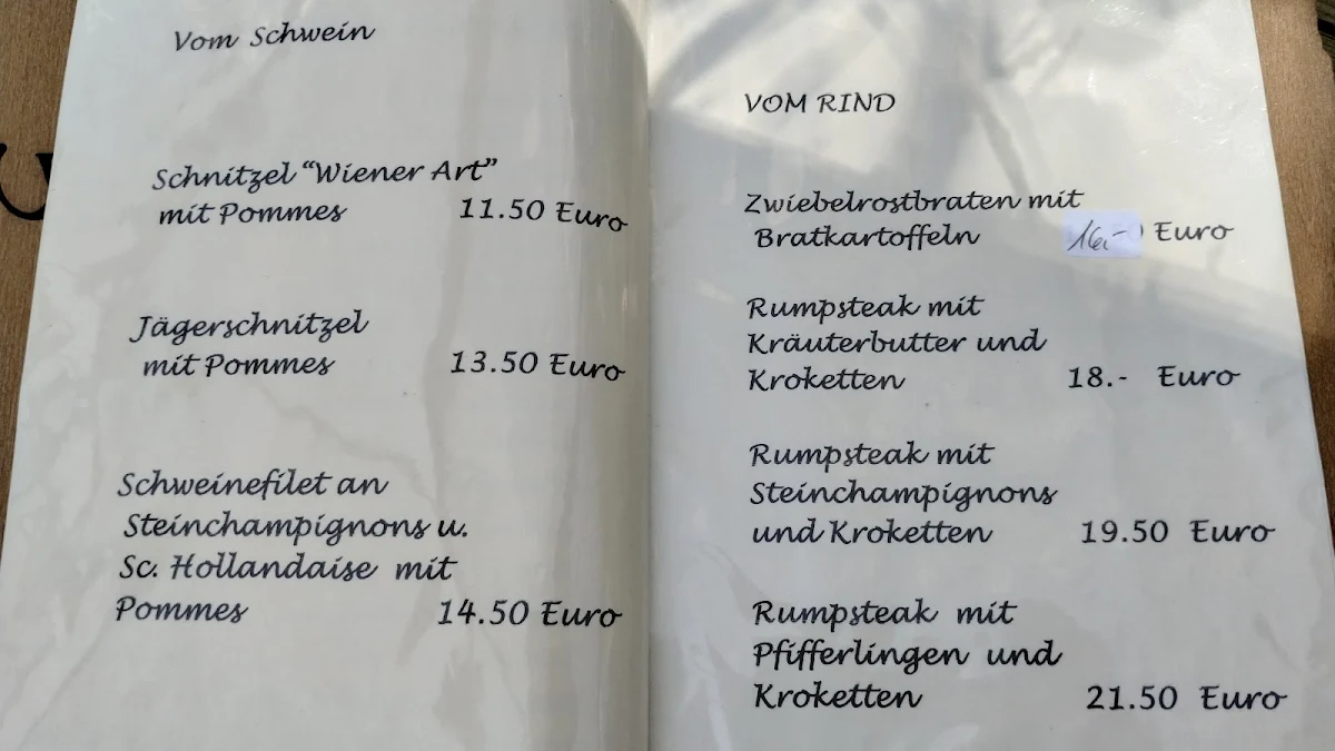 Speisekarte, Schwarzweiherhütte