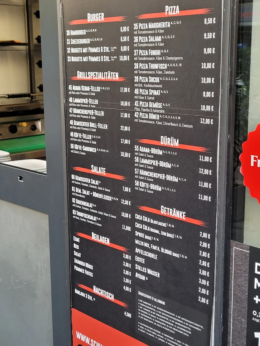 Speisekarte, Schweizers Döner