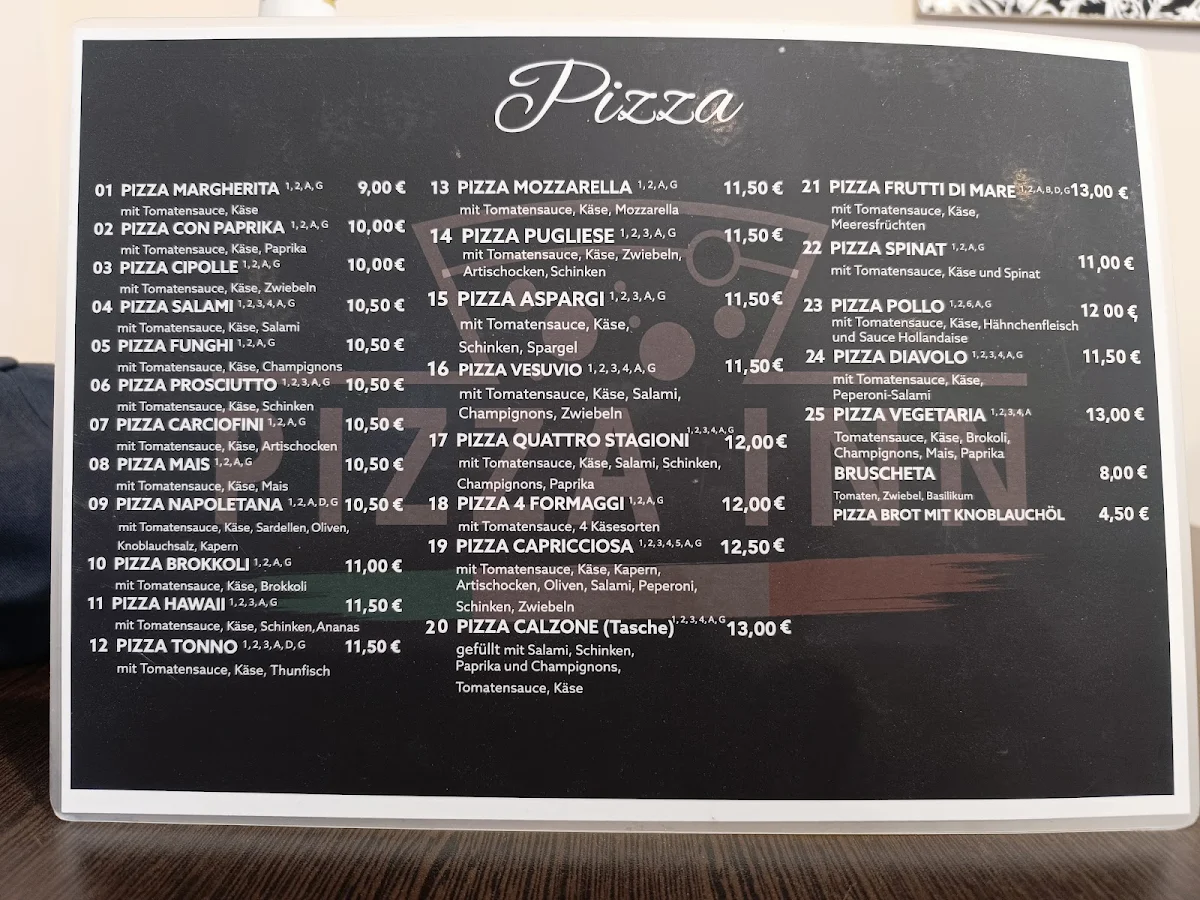 Speisekarte, Pizza Inn Magdeburg