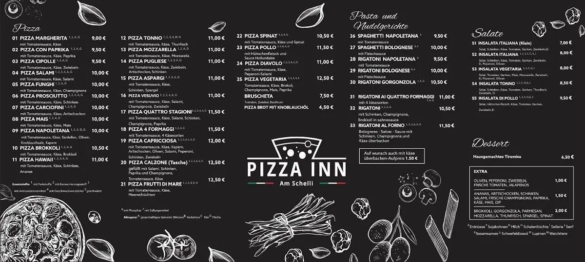 Speisekarte, Pizza Inn Magdeburg