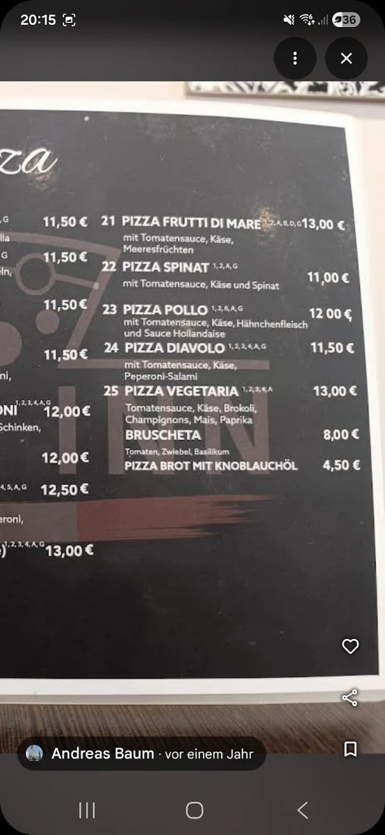 Speisekarte, Pizza Inn Magdeburg