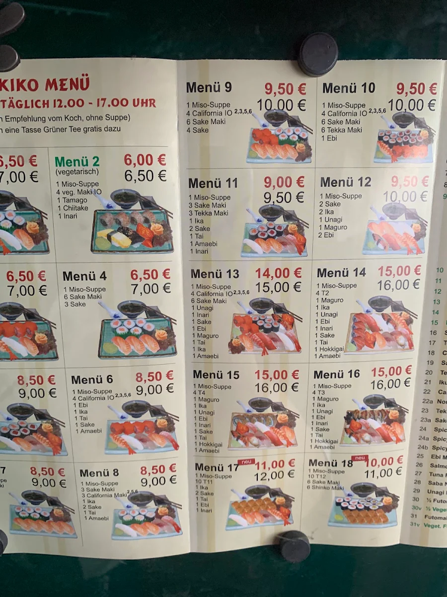 Speisekarte, Akiko Sushi Berlin