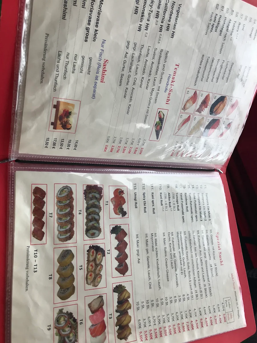 Speisekarte, Akiko Sushi Berlin