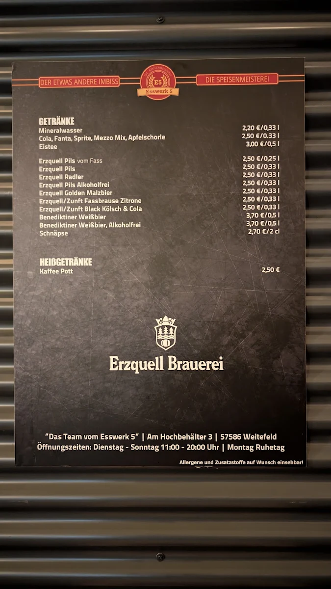 Speisekarte, EssWerk5