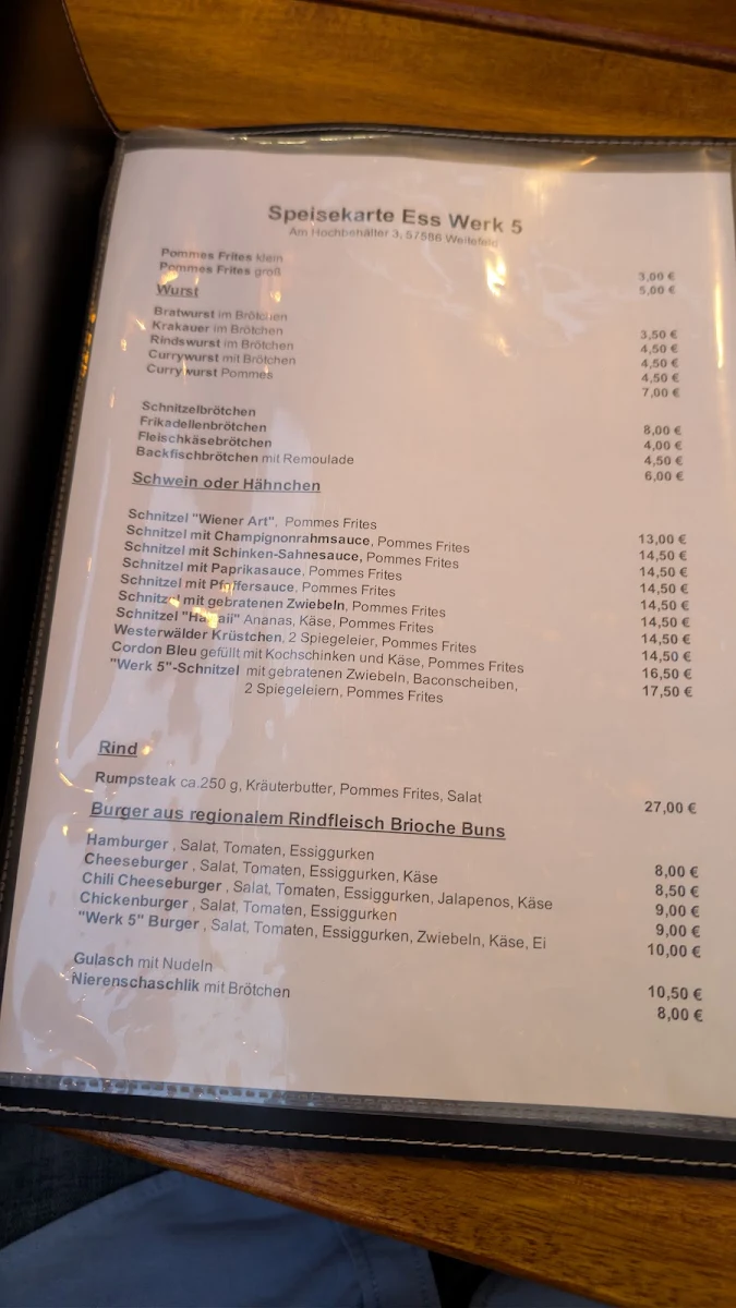 Speisekarte, EssWerk5