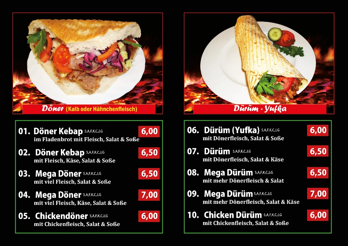 Speisekarte, Müden Kebap Haus