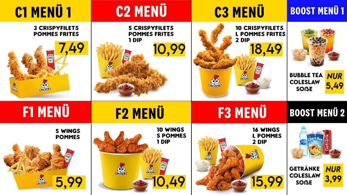 Speisekarte, Chickenz Fried Chicken