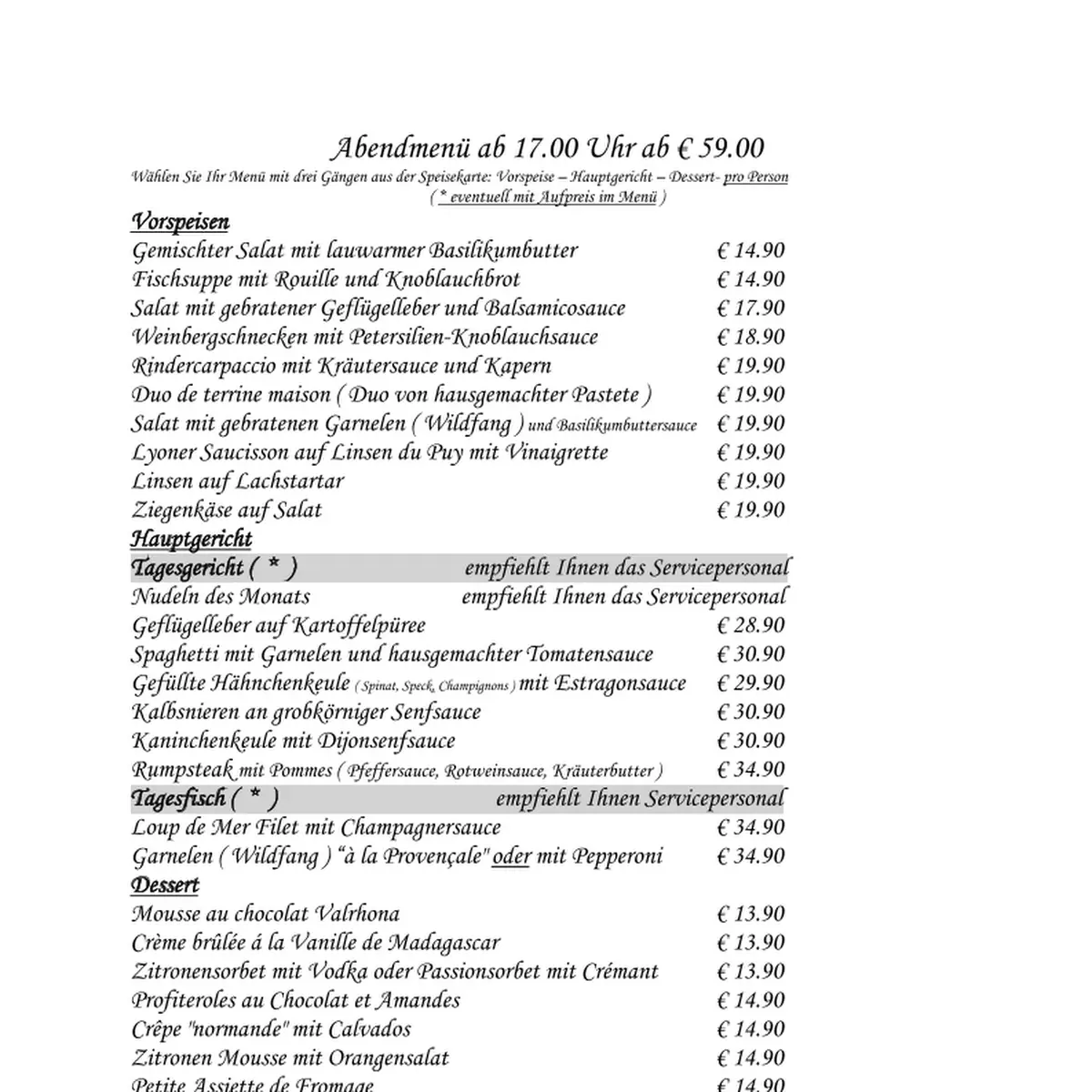 Speisekarte photo 1