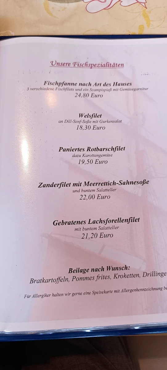 Speisekarte, Hafenrestaurant, Bootsvermietung
