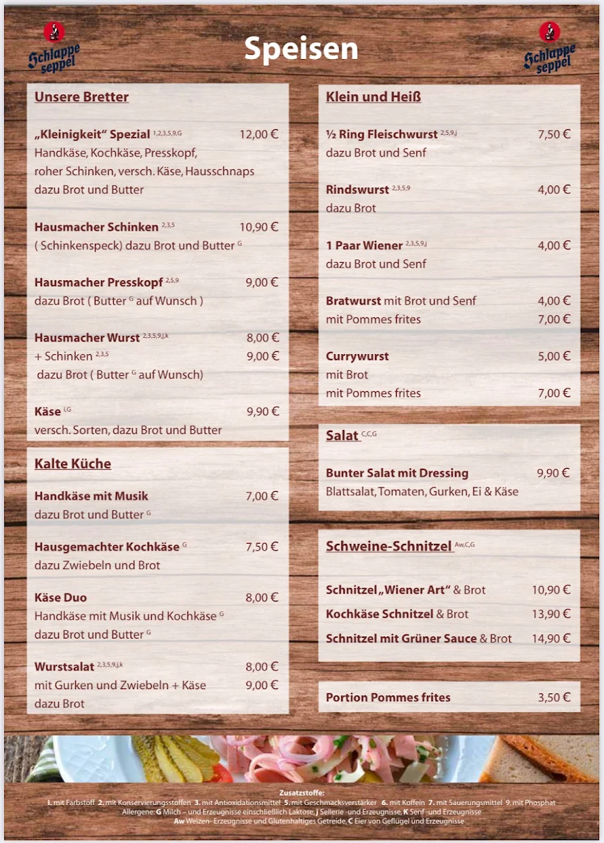 Speisekarte, kleinigkeit Restaurant and Bar