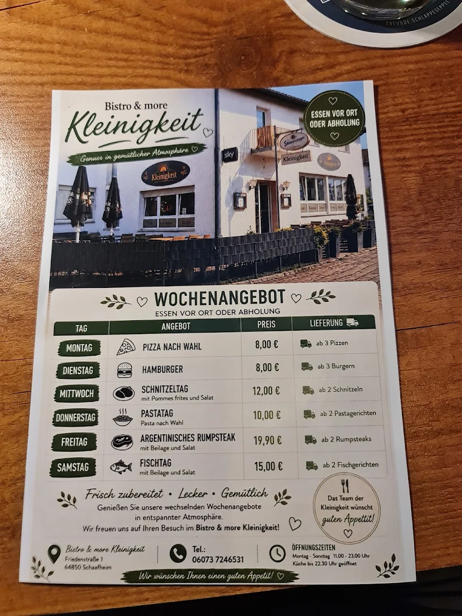 Speisekarte, kleinigkeit Restaurant and Bar