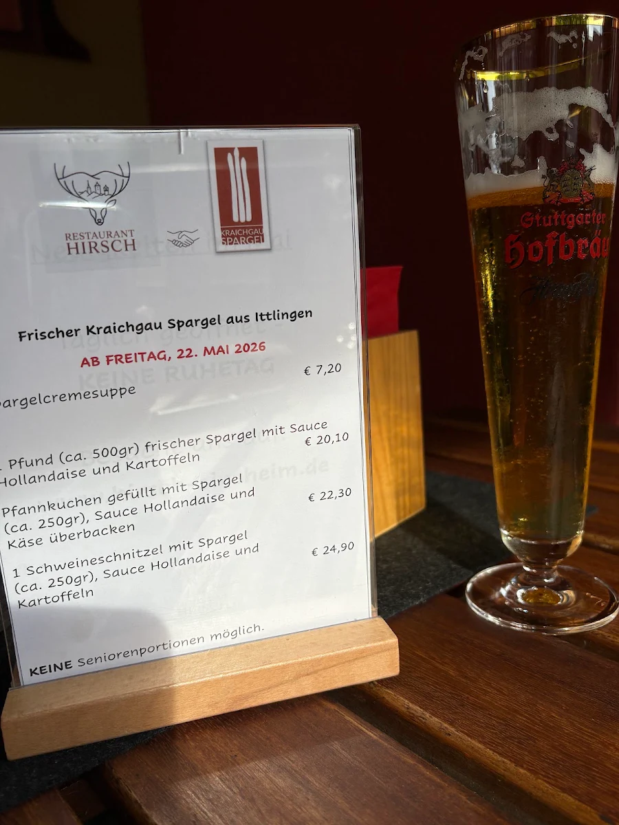 Speisekarte, Restaurant Hirsch