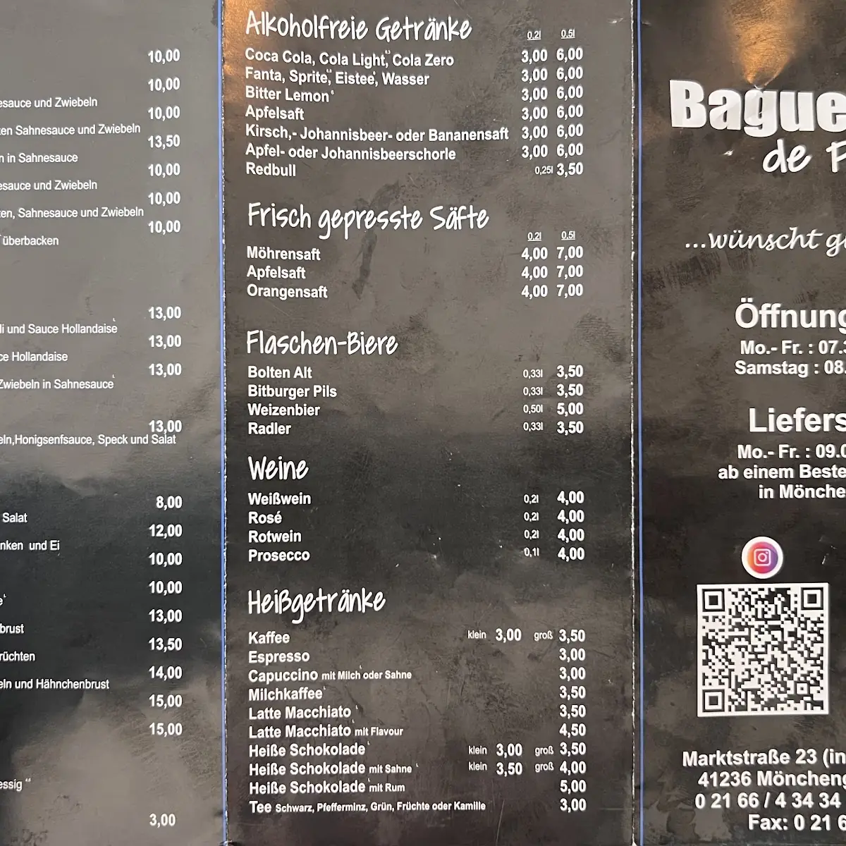 Speisekarte, Baguetterie de Provence - Mönchengladbach
