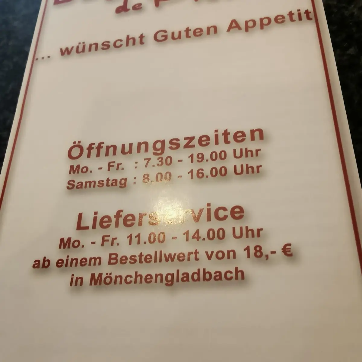Speisekarte, Baguetterie de Provence - Mönchengladbach