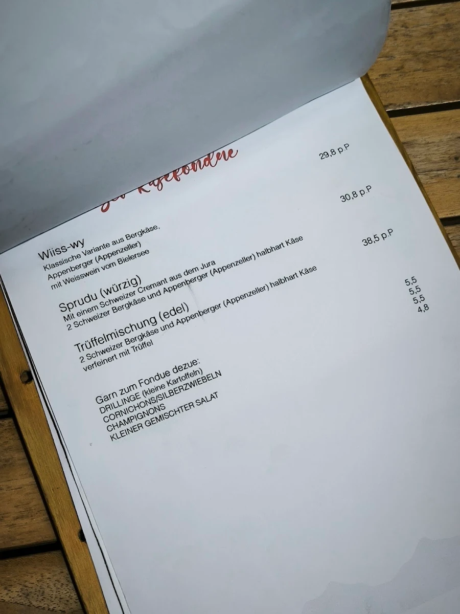 Speisekarte, Schwarze Heidi