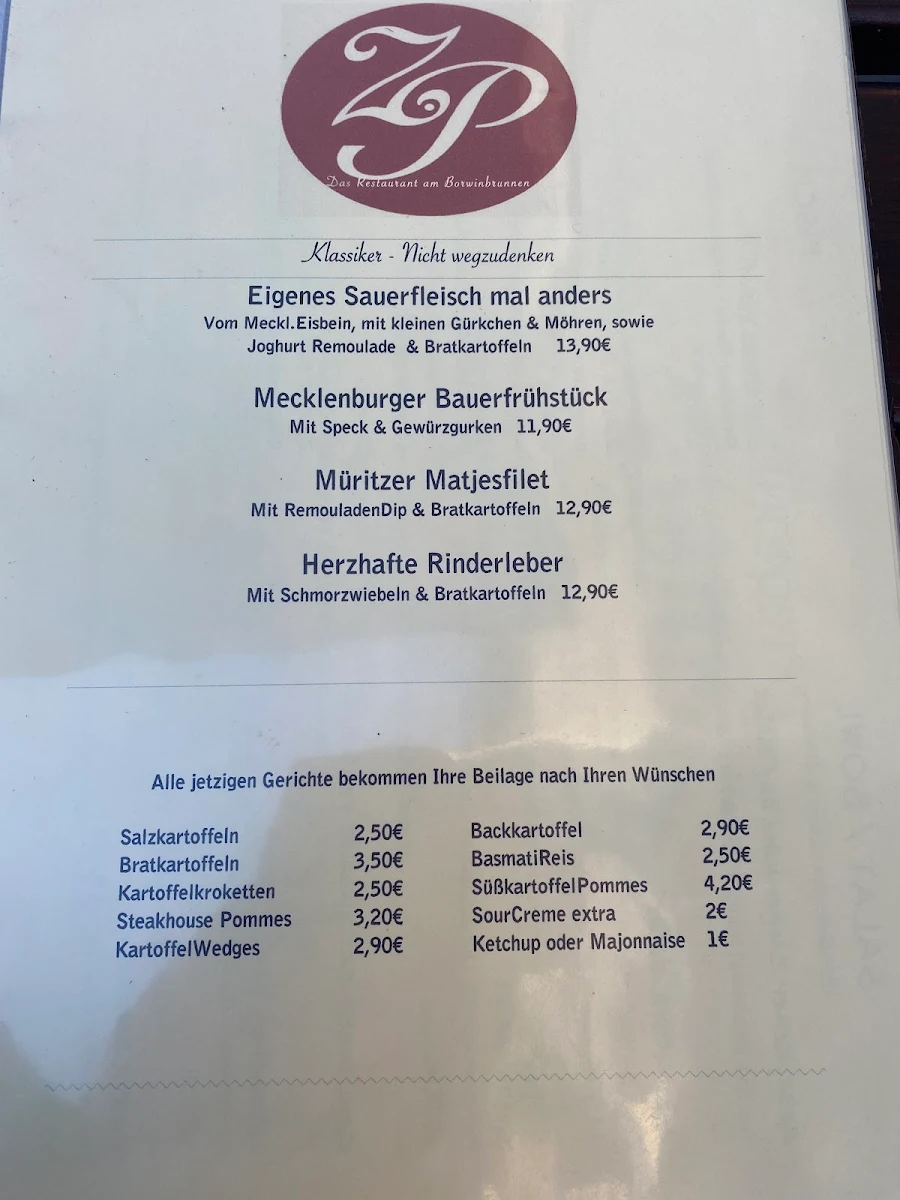 Speisekarte, Restaurant Zur Post