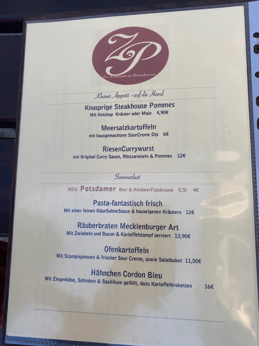 Speisekarte, Restaurant Zur Post