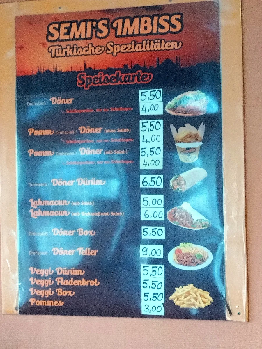 Speisekarte, Semi's Imbiss