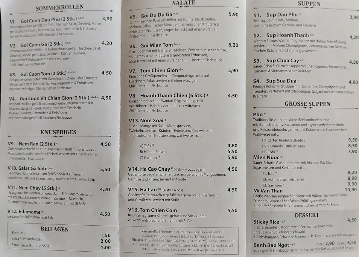 Speisekarte, Chum's