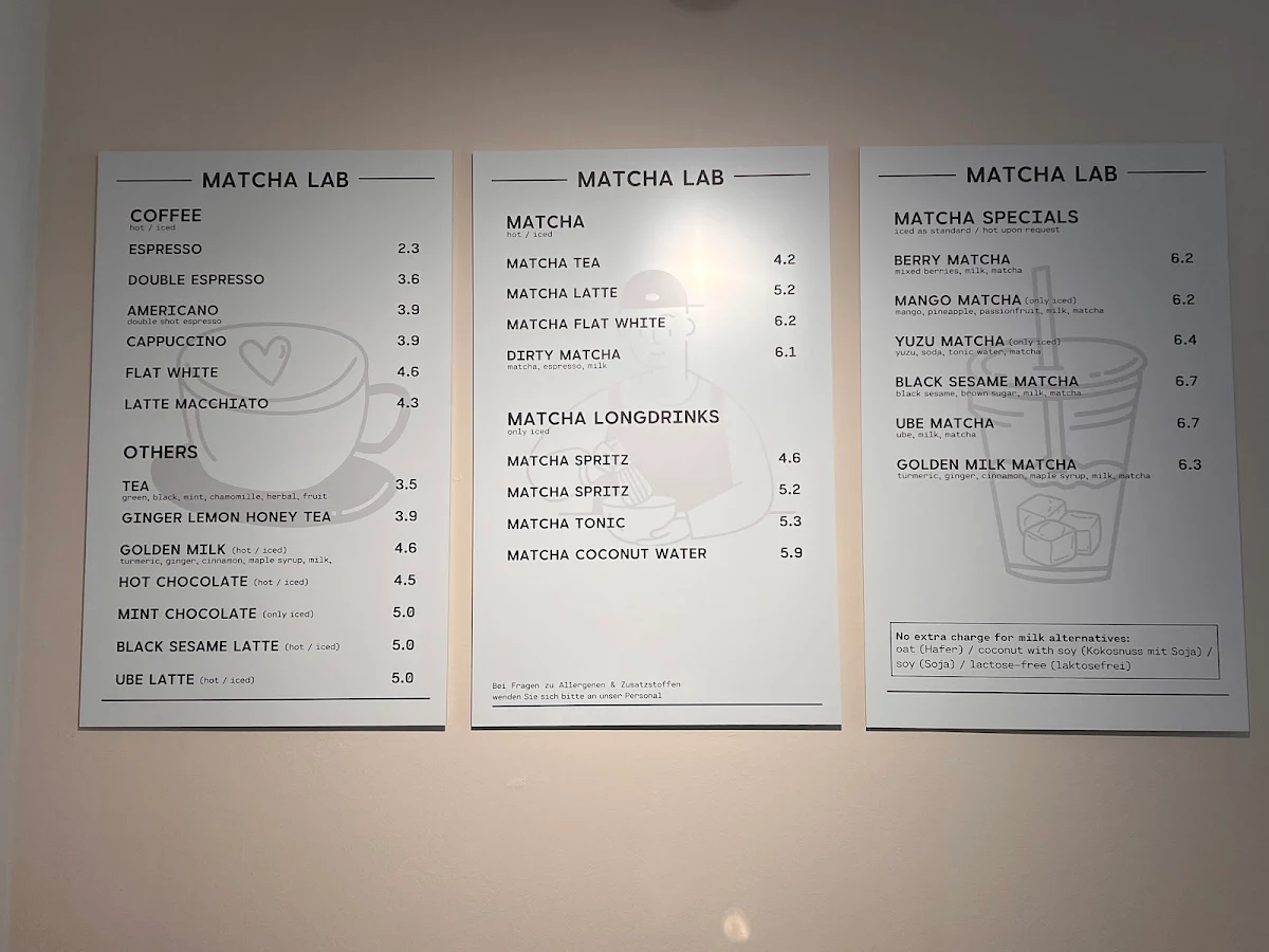 Speisekarte, Matcha Lab