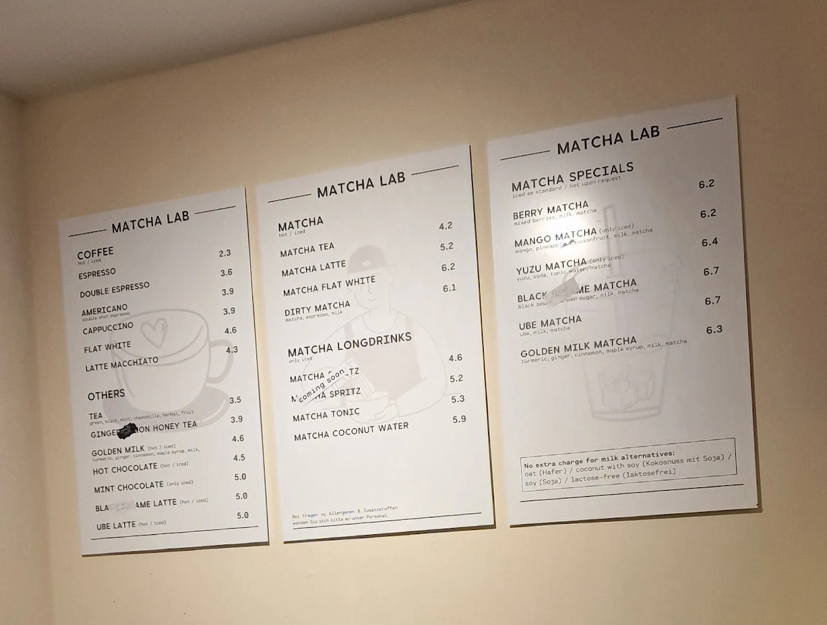 Speisekarte, Matcha Lab