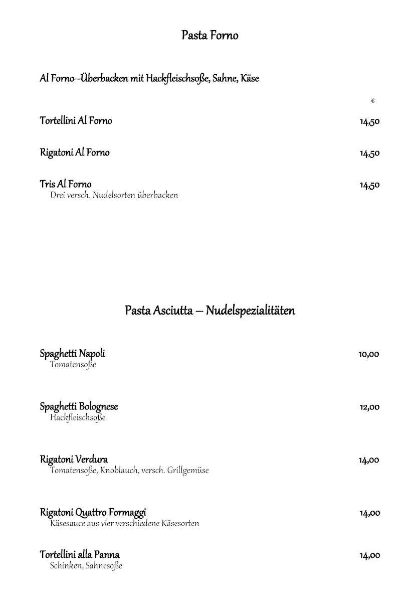 Speisekarte, Porto Pizza