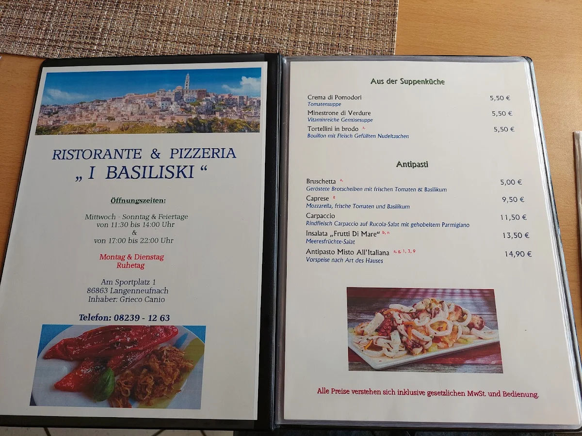 Speisekarte, Trattoria Pizzeria dalla Nonna