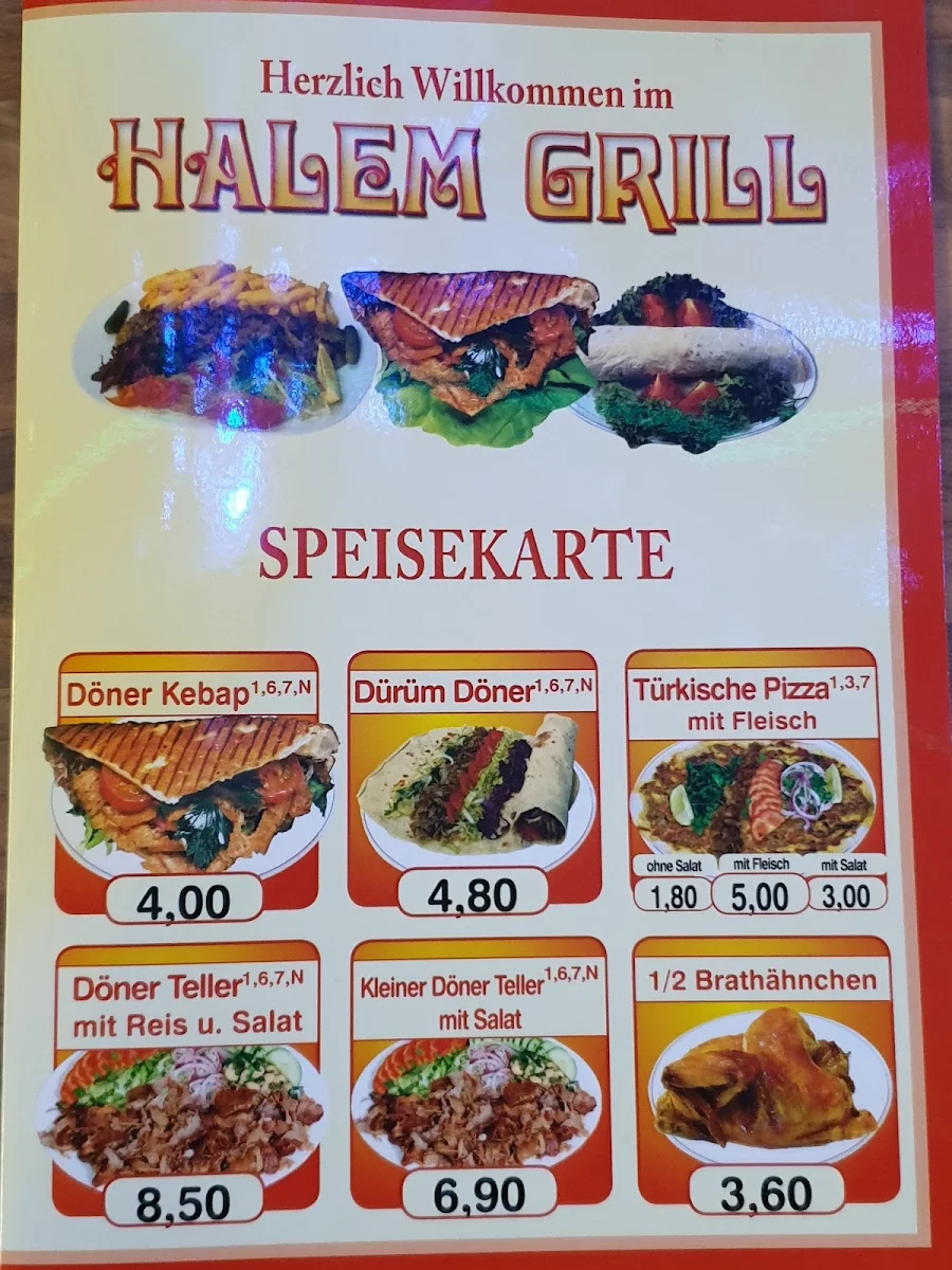 Speisekarte, Halem Grill