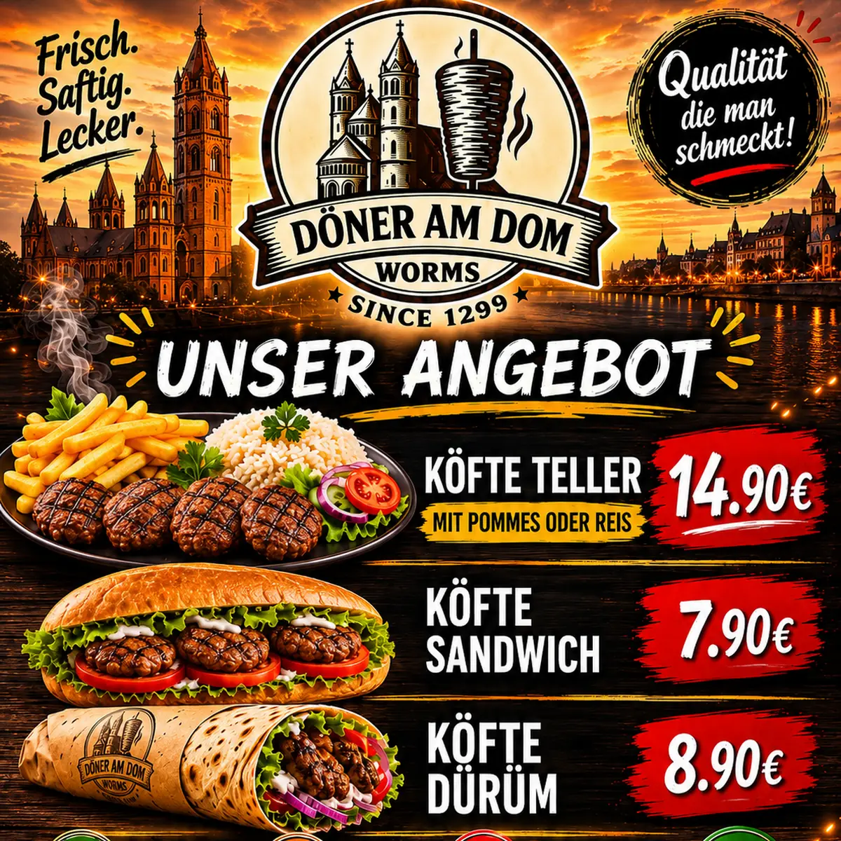 Speisekarte, Döner am Dom
