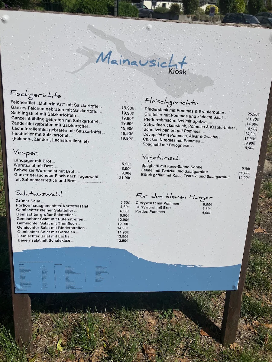 Speisekarte, Kiosk Mainausicht