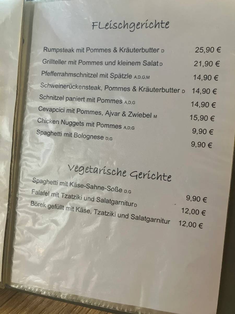 Speisekarte, Kiosk Mainausicht