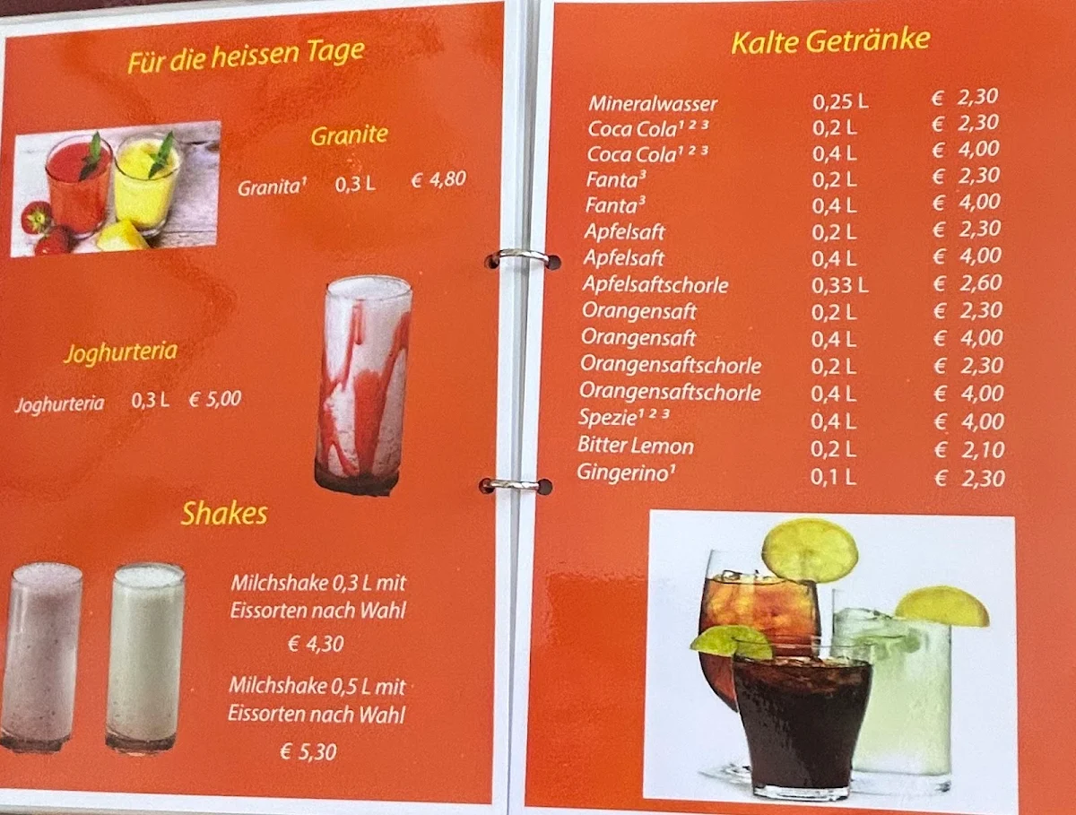 Speisekarte, Eiscafé Ciprian