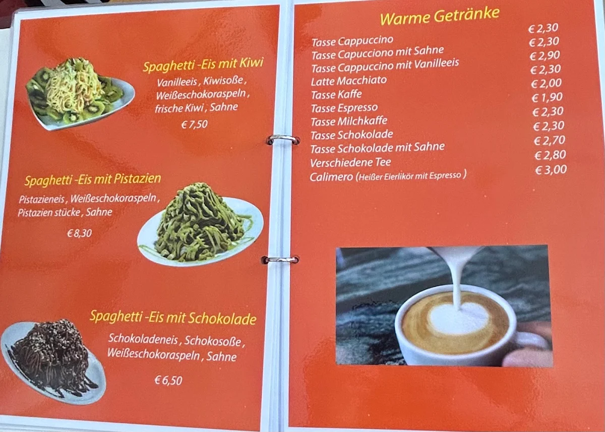 Speisekarte, Eiscafé Ciprian
