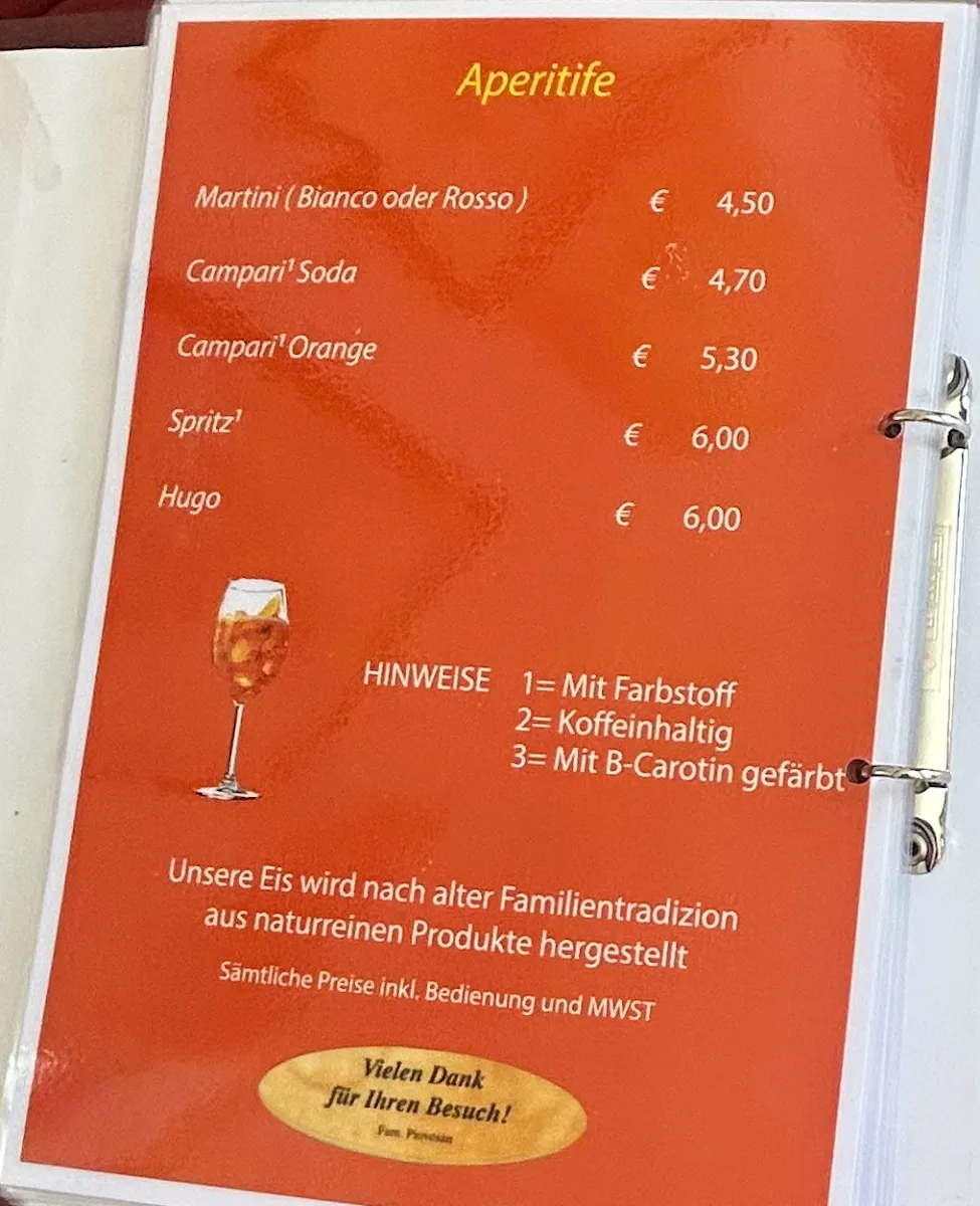 Speisekarte, Eiscafé Ciprian