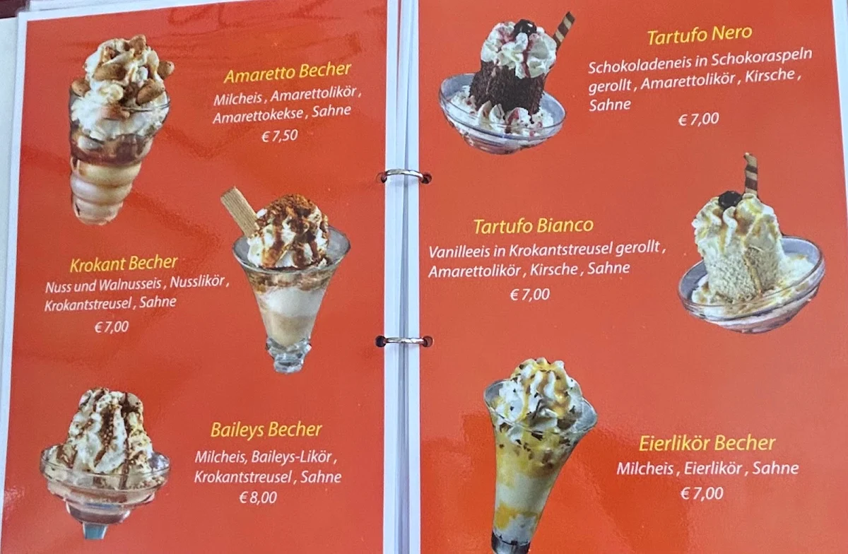 Speisekarte, Eiscafé Ciprian