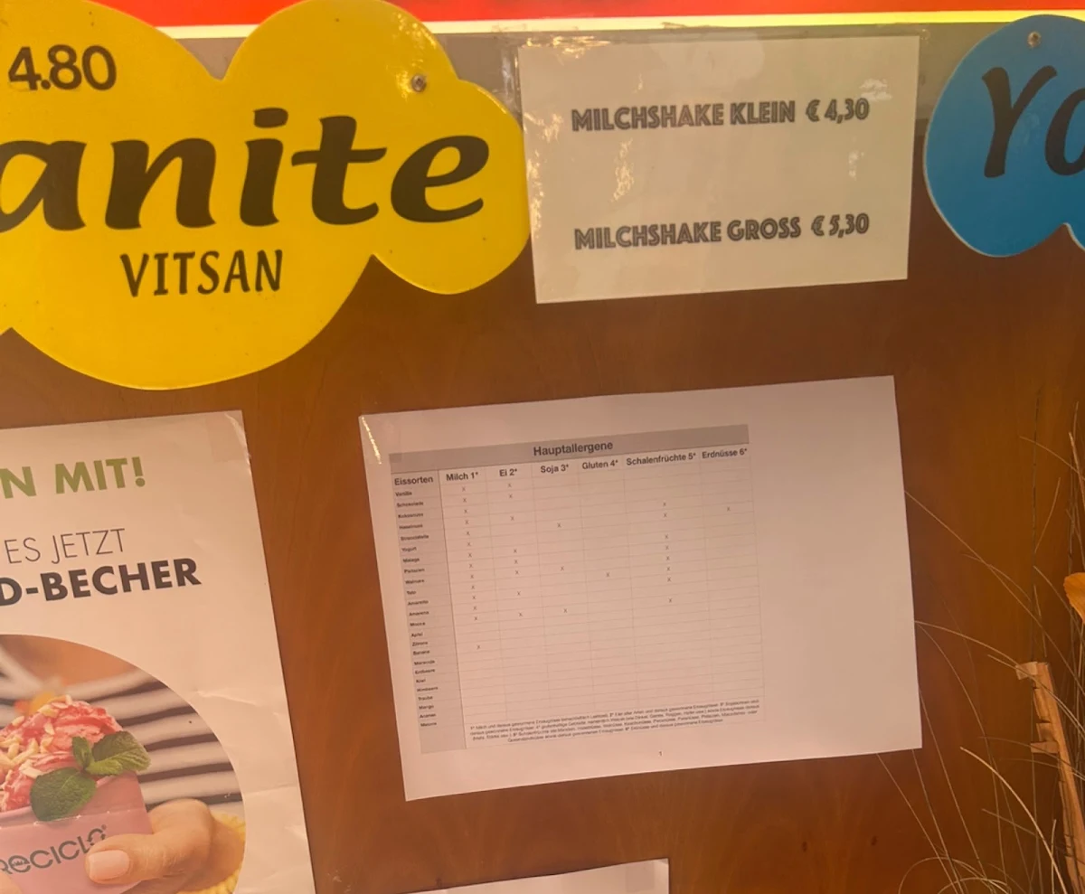 Speisekarte, Eiscafé Ciprian