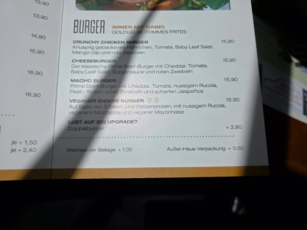 Speisekarte, FIDELIO Bistro & Restaurant