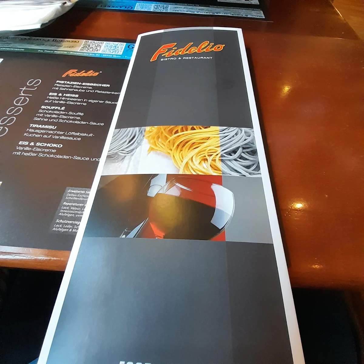 Speisekarte, FIDELIO Bistro & Restaurant