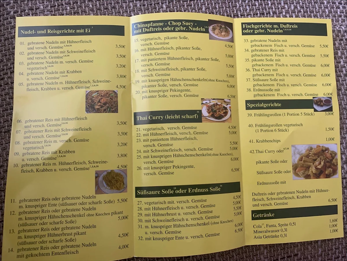Speisekarte, Tu Li Asia Imbiss