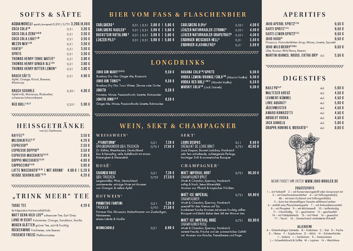 Speisekarte, JOHO Broiler Bar