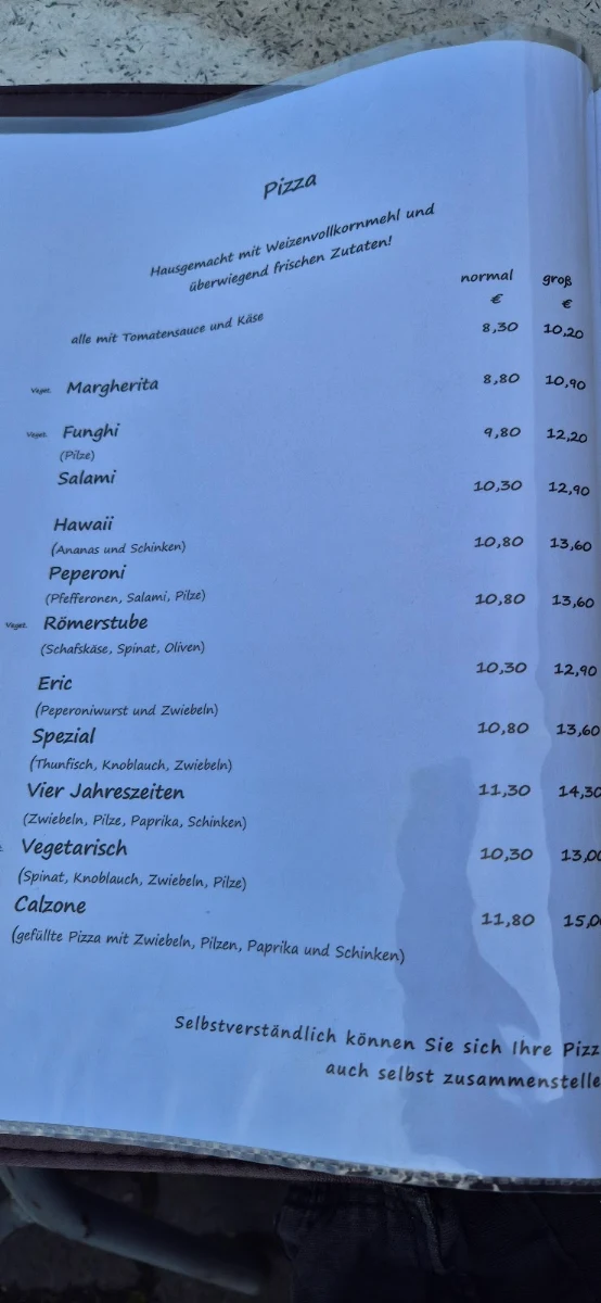 Speisekarte, Gaststätte Römerstube