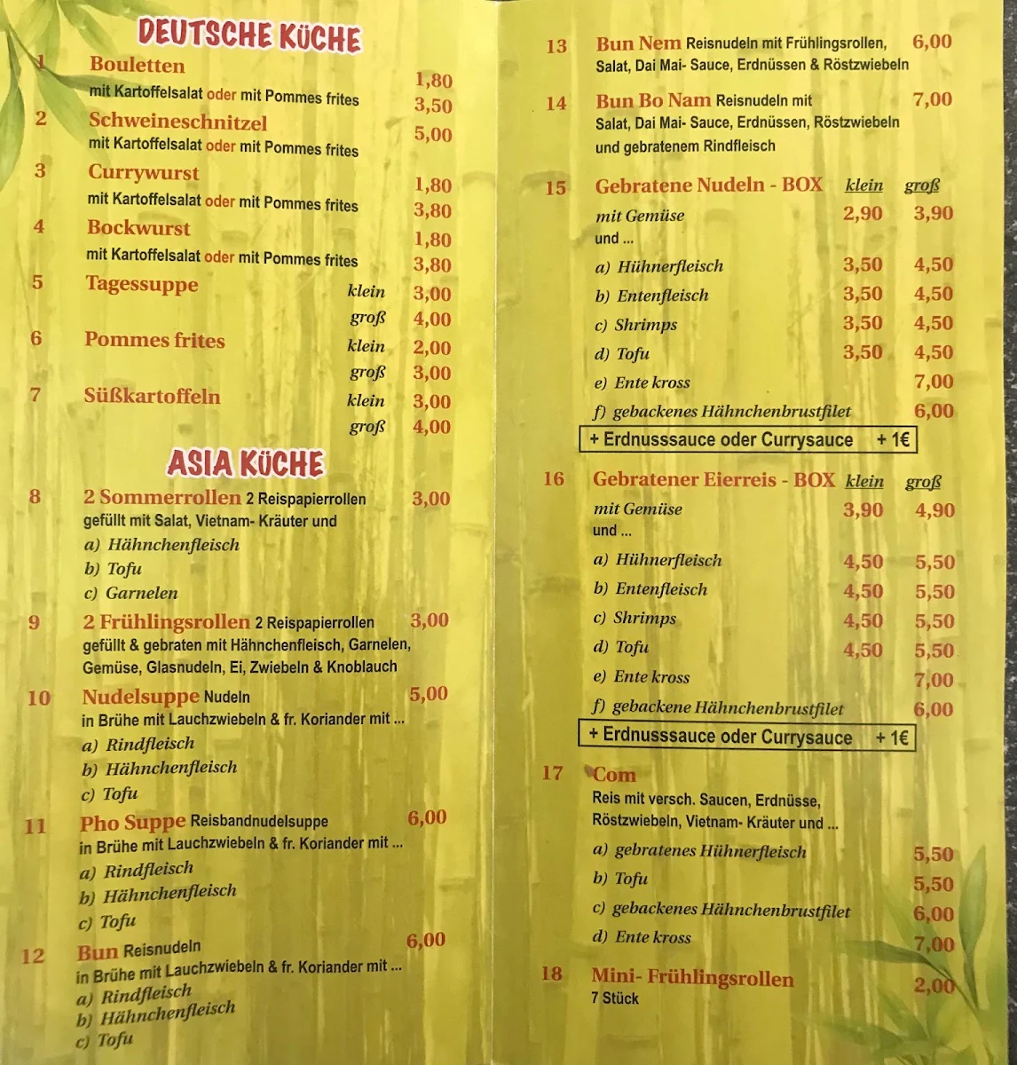 Speisekarte, CuLex Imbiss
