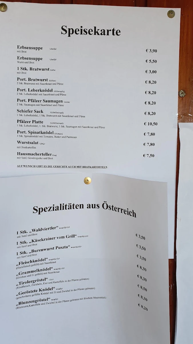 Speisekarte, Igelborner Hütte